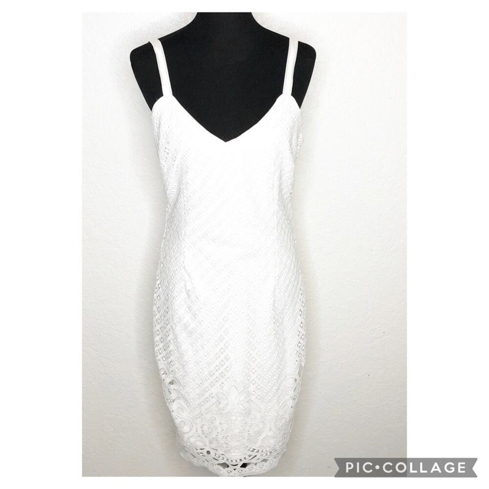 WHBM white floral lace eyelet overlay sheath dress size 8 NWT
